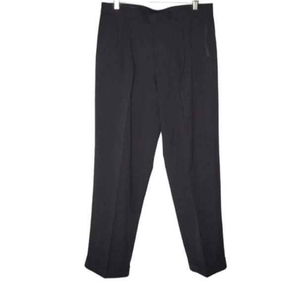Perry Ellis Other - Perry Ellis 34/30 Black Full Length Cuff Hem Trouser Dress Pants NEW